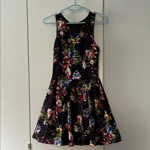 Aqua Pleated Black and Pink Cocktail Dress. Size S